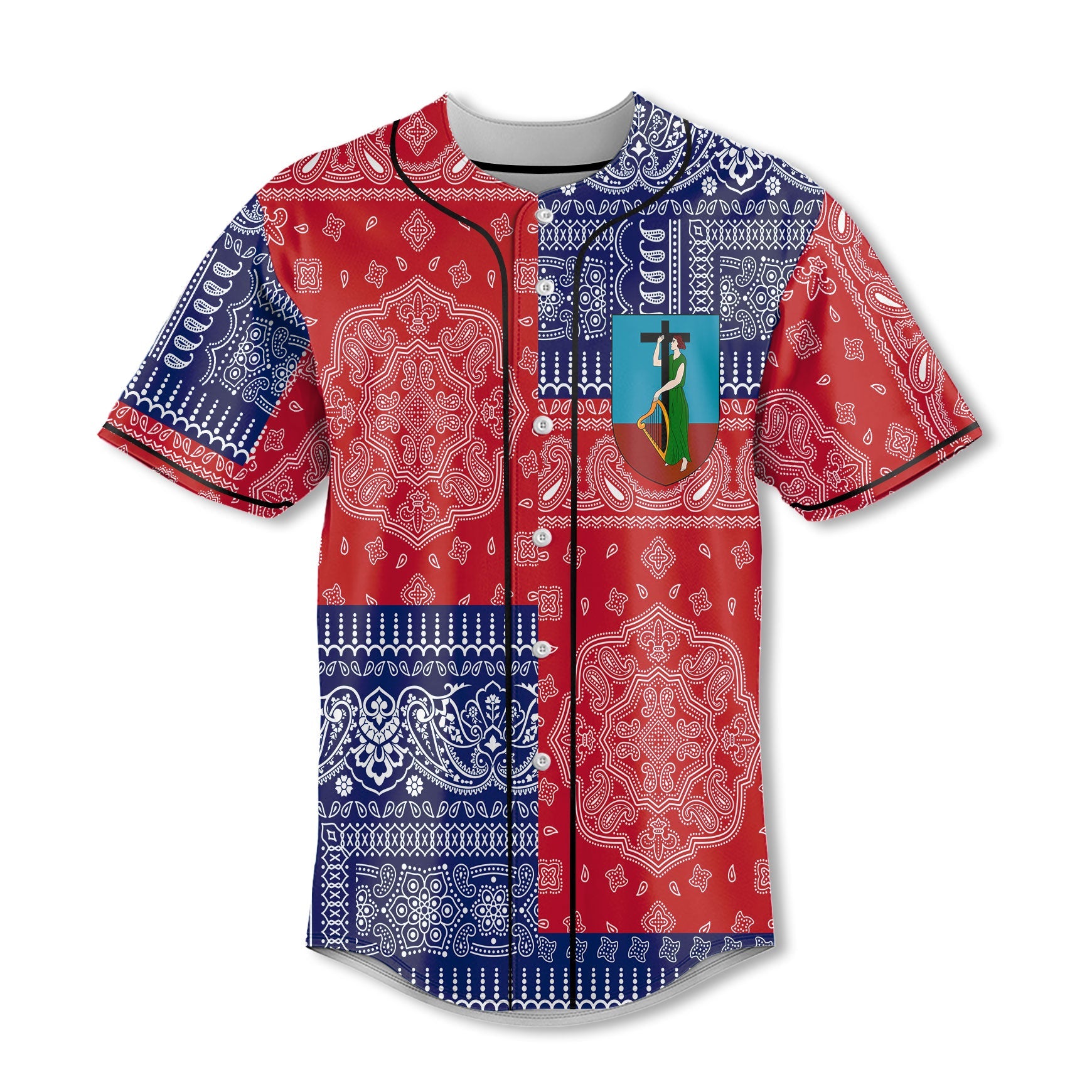 Montserrat Baseball Jersey Flag And Paisley Basic Style 2