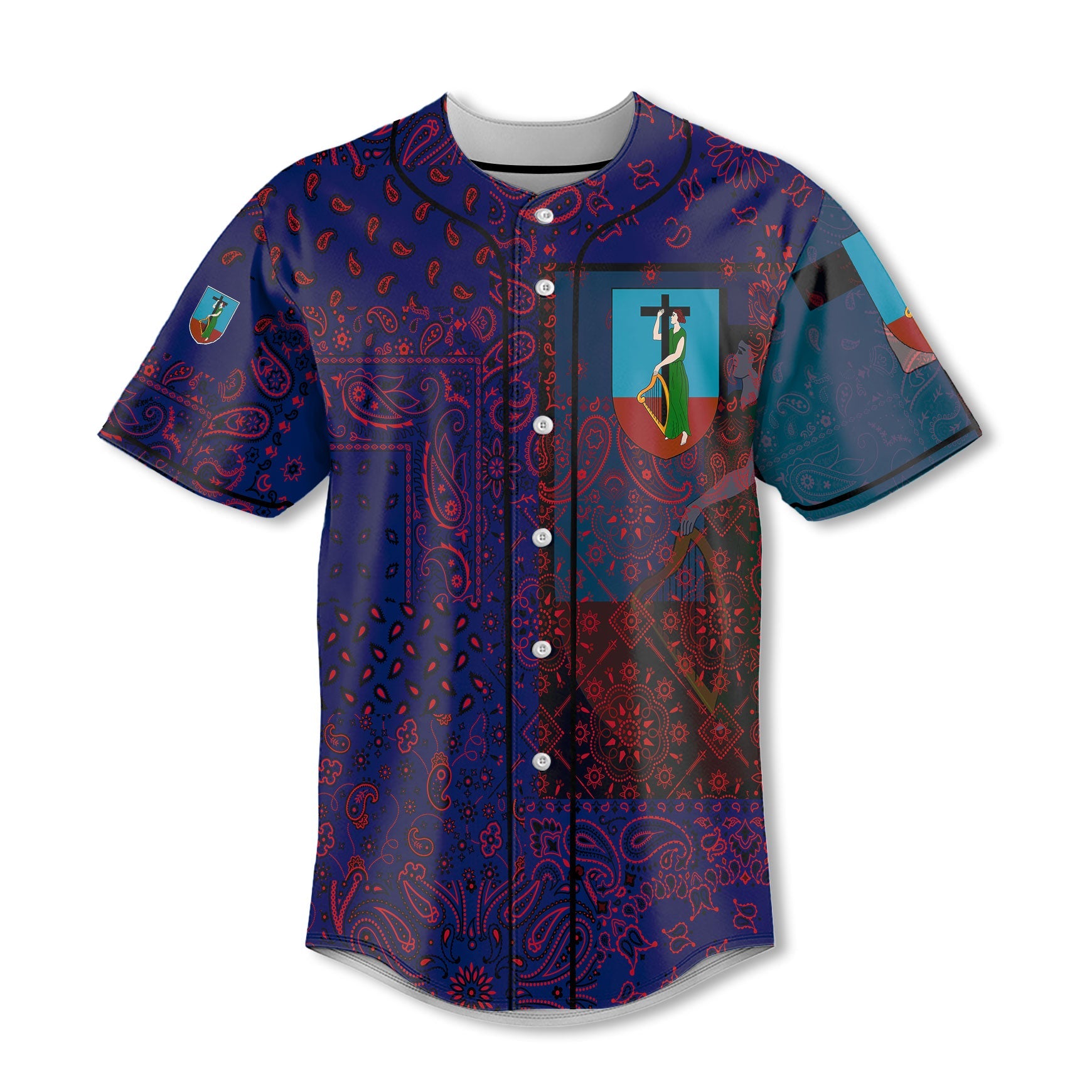 Montserrat Baseball Jersey Paisley Flag And Skull Style 2