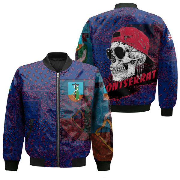 Montserrat Bomber Jacket Paisley Flag And Skull Style 1