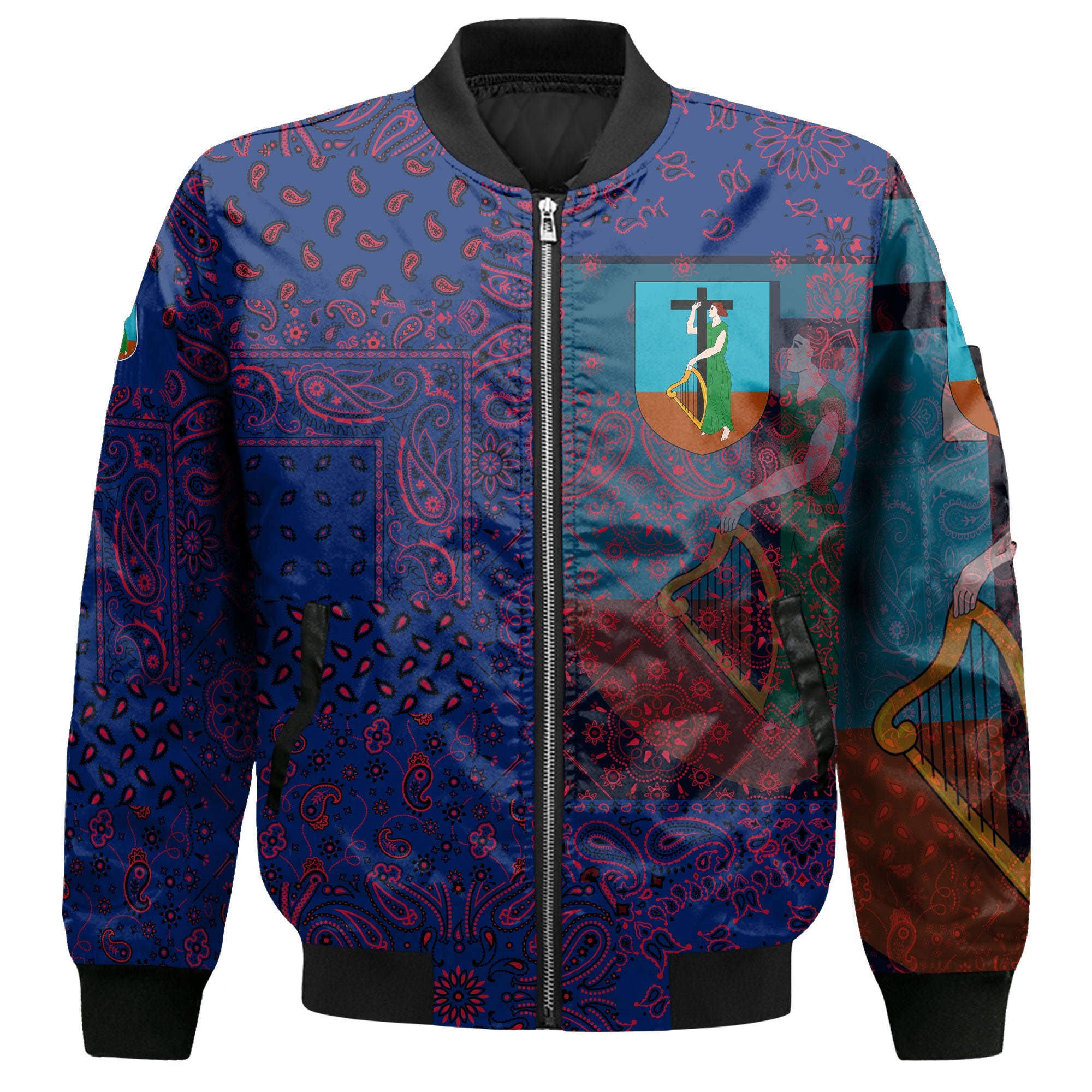 Montserrat Bomber Jacket Paisley Flag And Skull Style 2