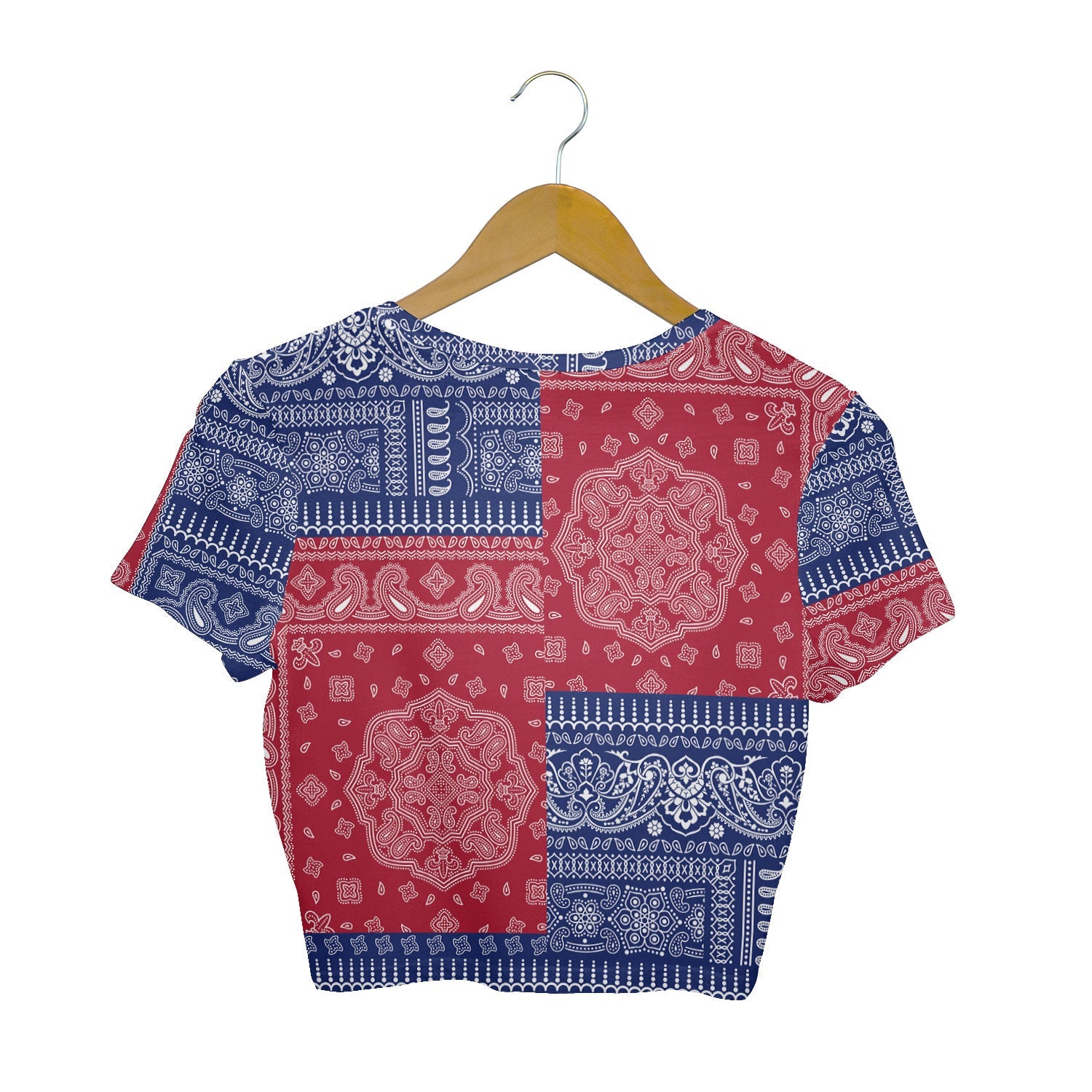 Montserrat Croptop T Shirt Flag And Paisley Basic Style 2