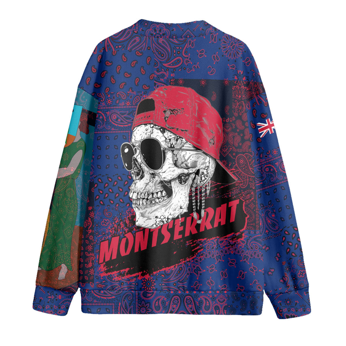 Montserrat Fleece Cardigan Paisley Flag And Skull Style 2