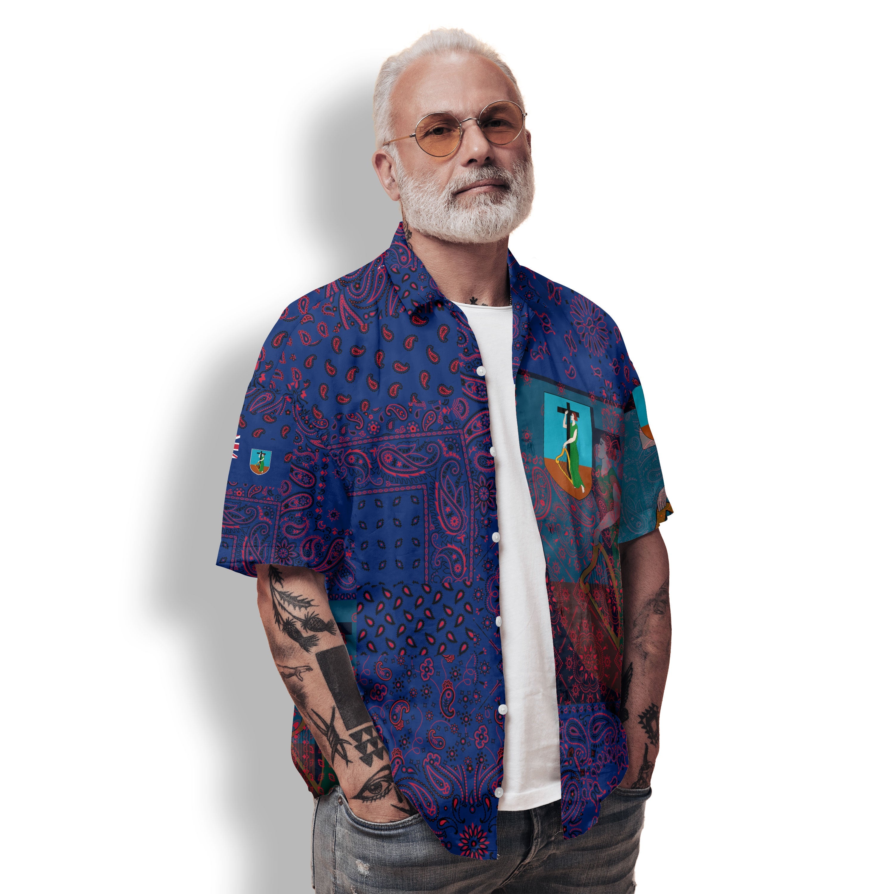 Montserrat Hawaiian Shirt Paisley Flag And Skull Style 2