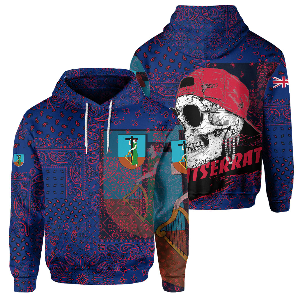 Montserrat Hoodie Paisley Flag And Skull Style 1