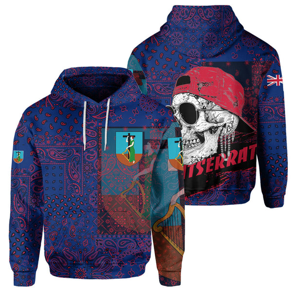 Montserrat Hoodie Paisley Flag And Skull Style 1