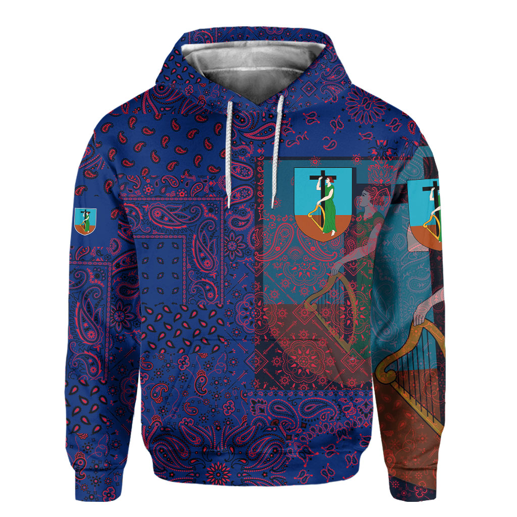 Montserrat Hoodie Paisley Flag And Skull Style 2