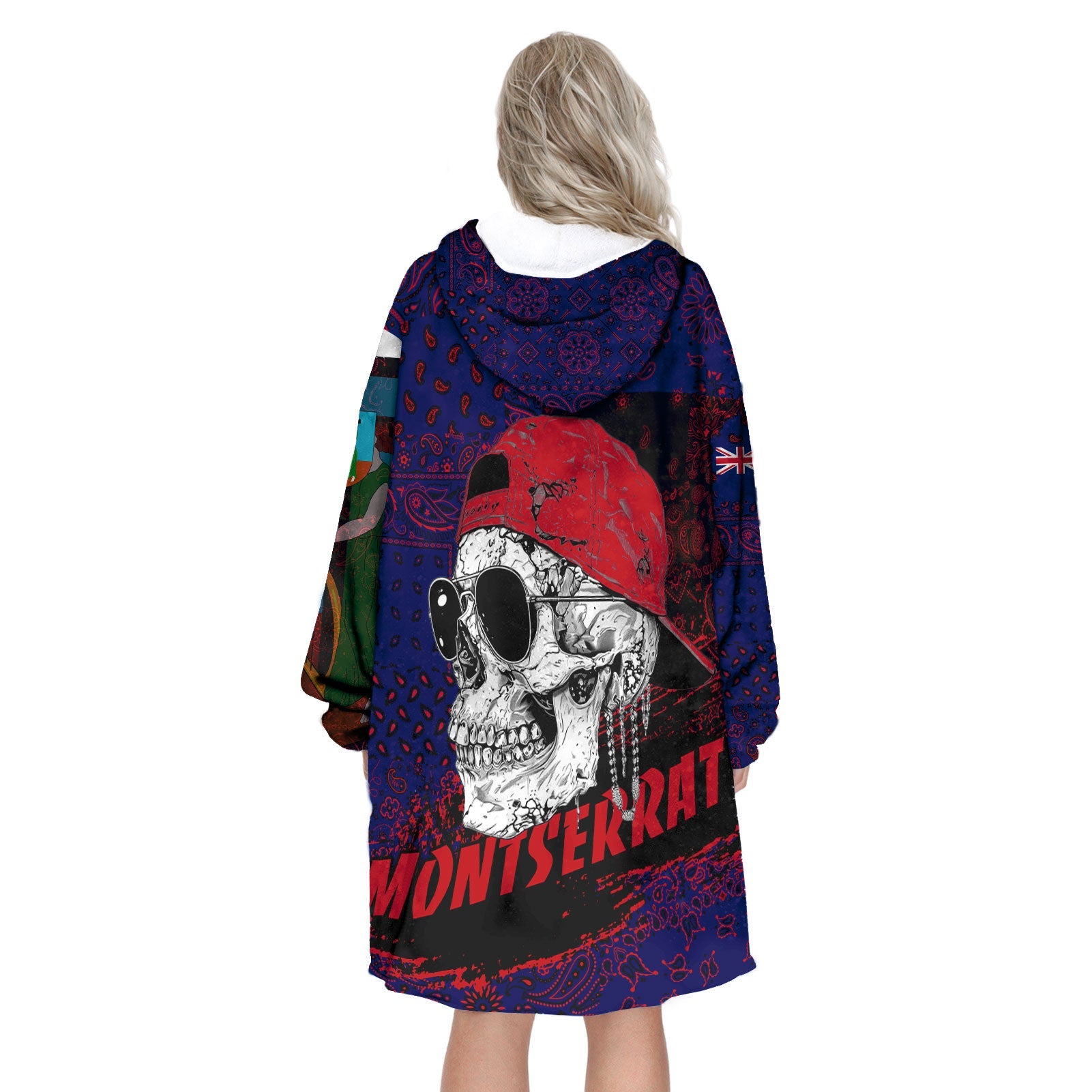 Montserrat Hoodie Blanket Paisley Flag And Skull Style 3