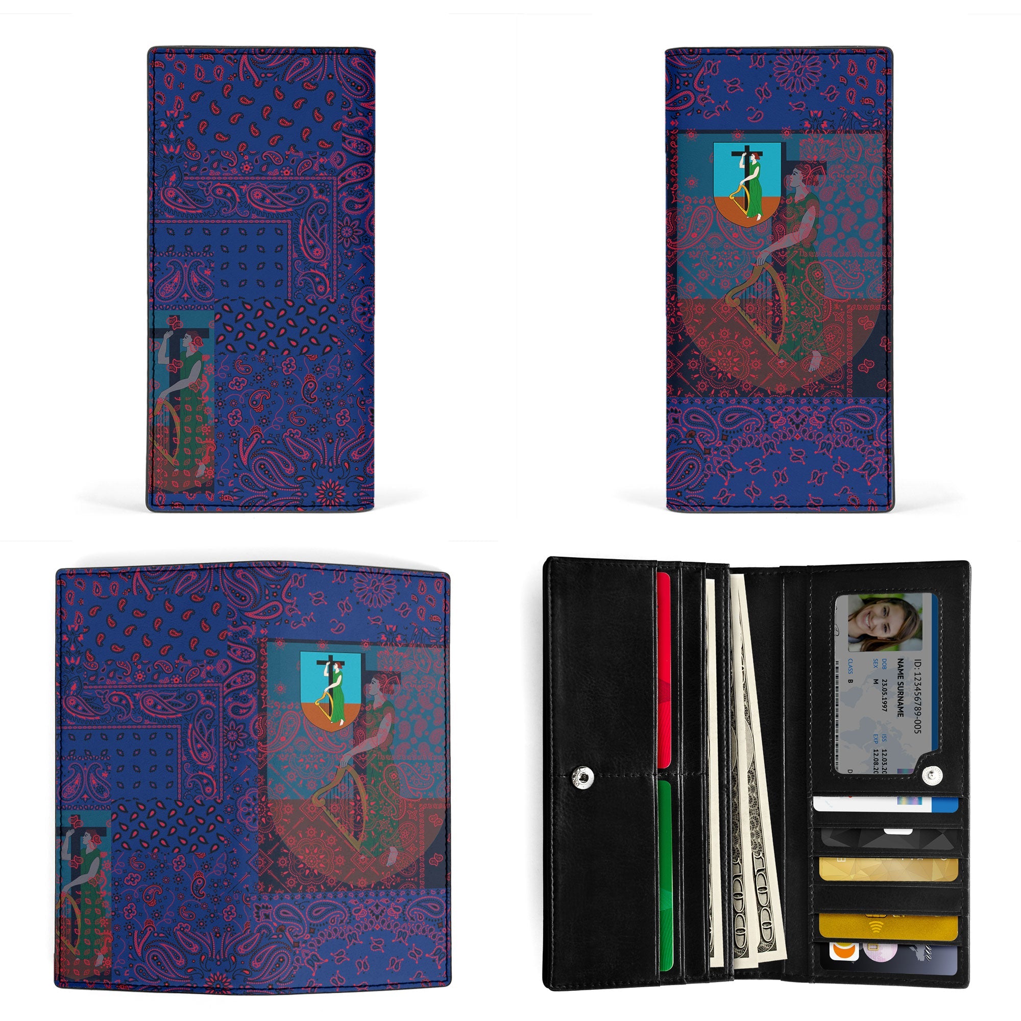 Montserrat Leather Wallet Paisley Flag And Skull Style 3