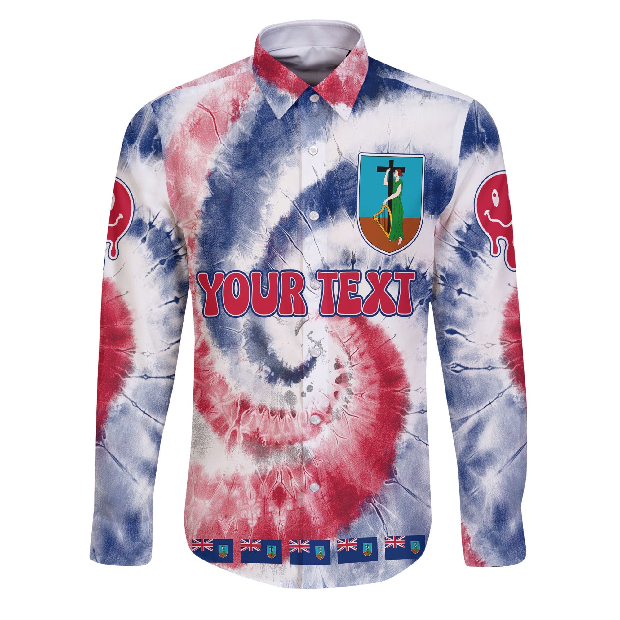 Montserrat Long Sleeve Button Shirt Custom Tie Dye Style 1