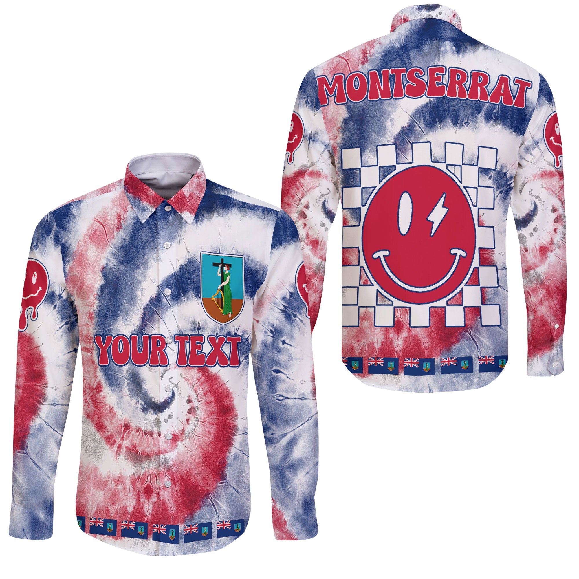 Montserrat Long Sleeve Button Shirt Custom Tie Dye Style 3