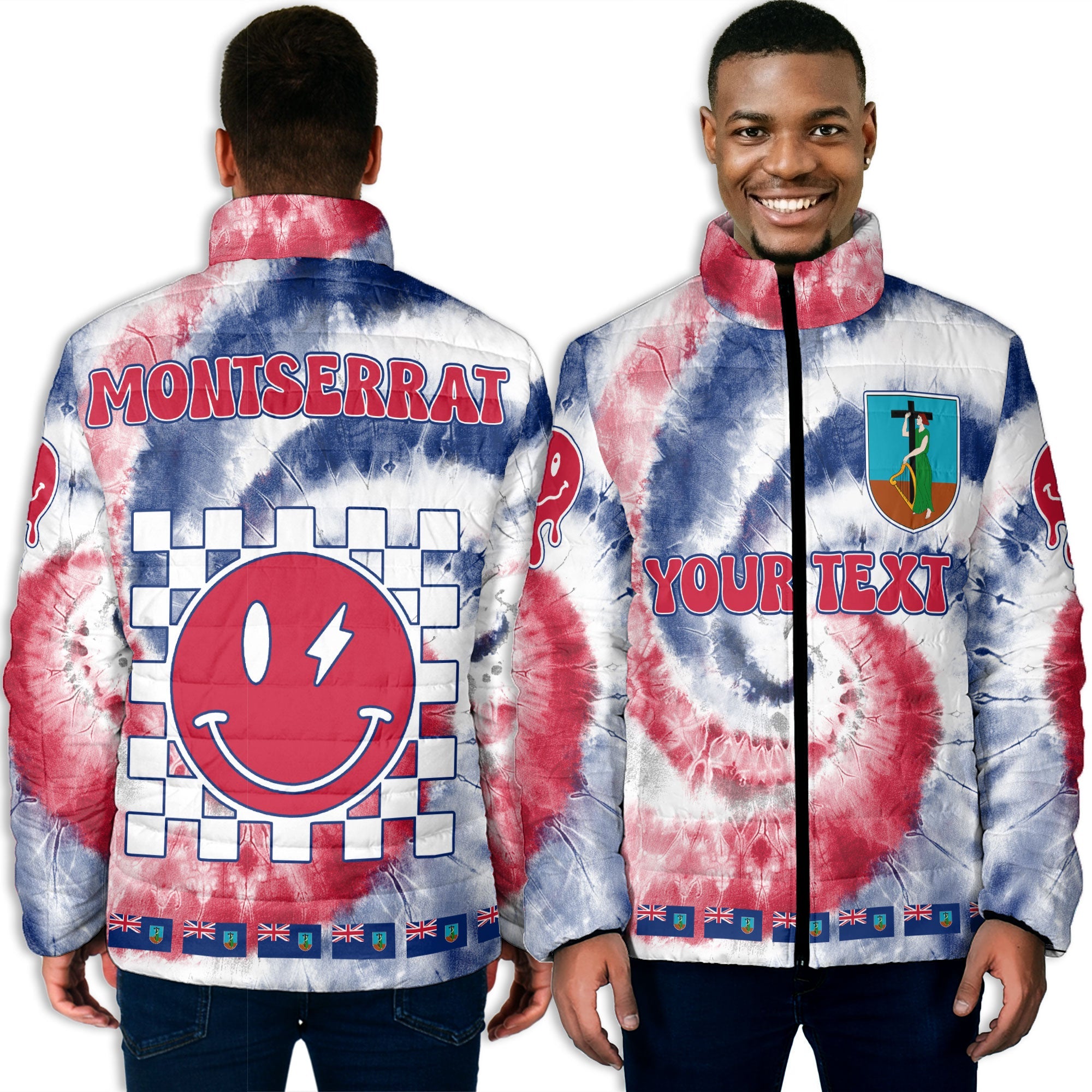 Montserrat Men Padded Jacket Custom Tie Dye Style 3