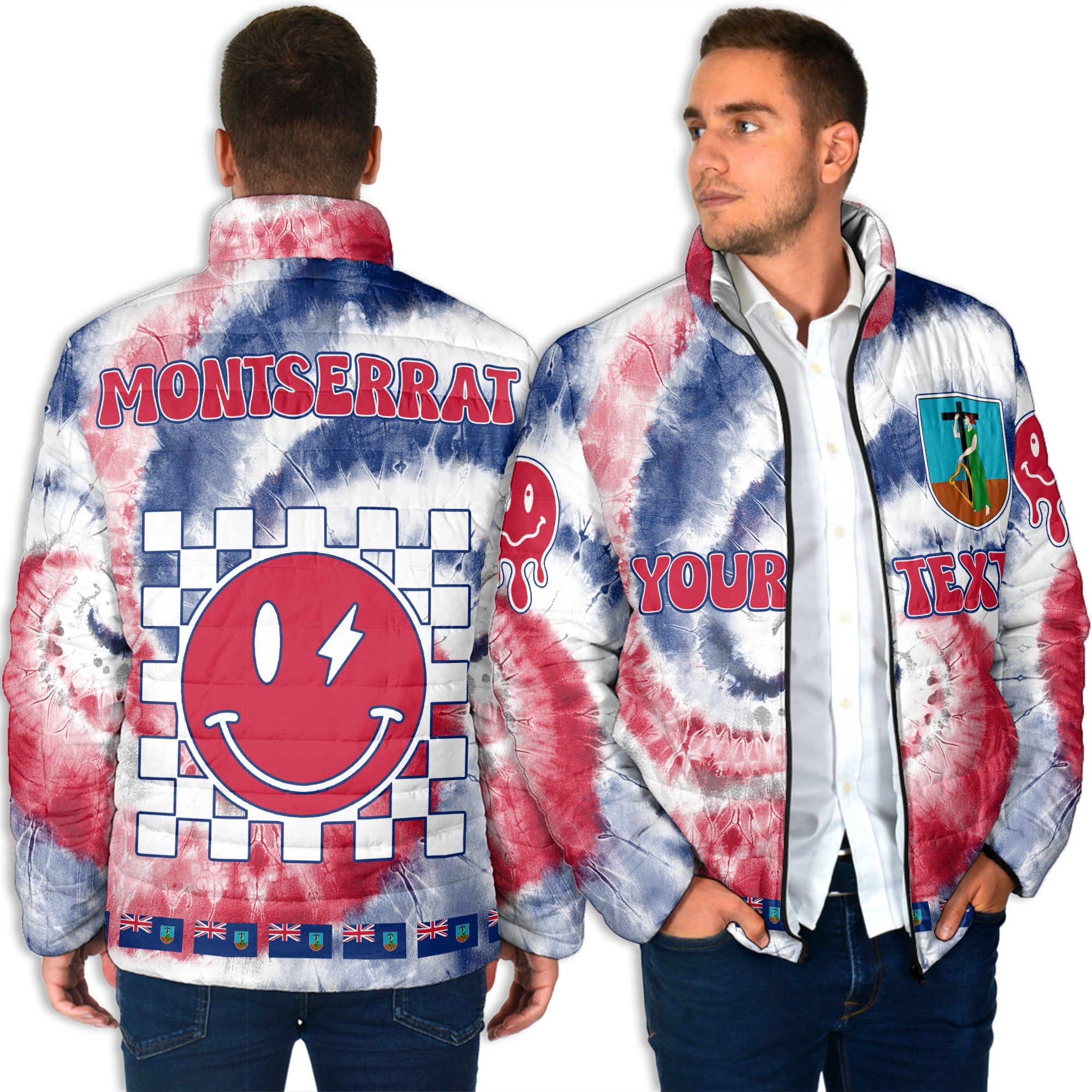 Montserrat Men Padded Jacket Custom Tie Dye Style 4