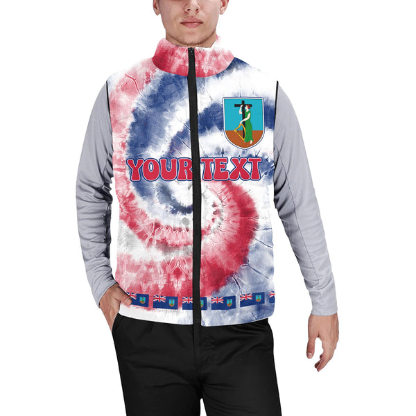 Montserrat Men Padded Jacket Vest Custom Tie Dye Style 1