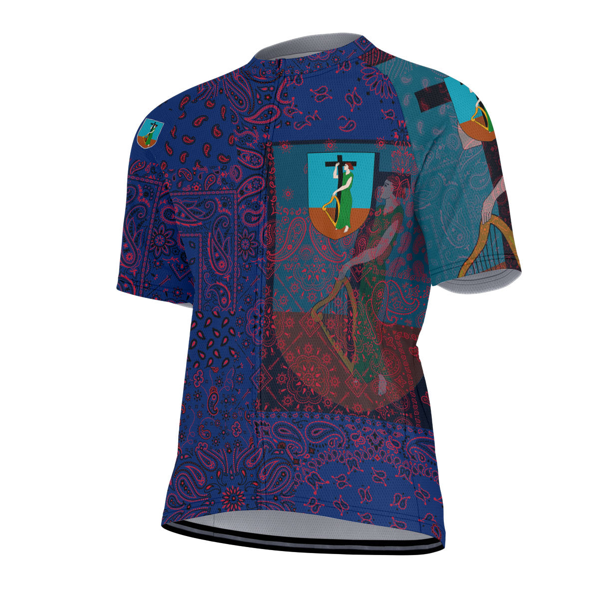 Montserrat Men Cycling Jersey Paisley Flag And Skull Style 2