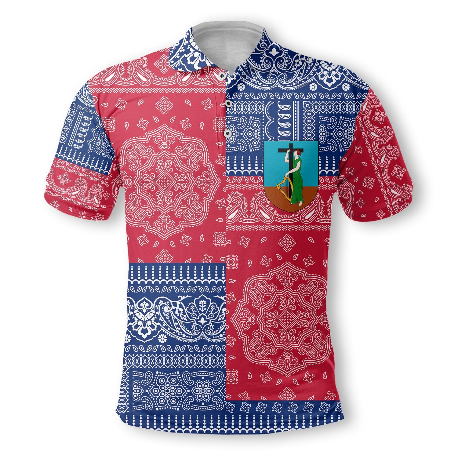 Montserrat Polo Shirt Flag And Paisley Basic Style 2