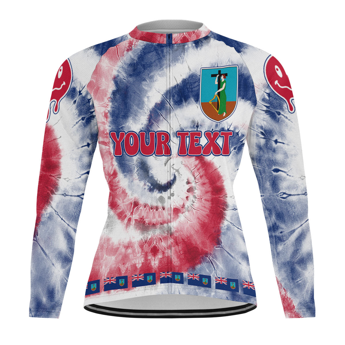 Montserrat Raglan Men Cycling Jersey Long Sleeve Custom Tie Dye Style 2