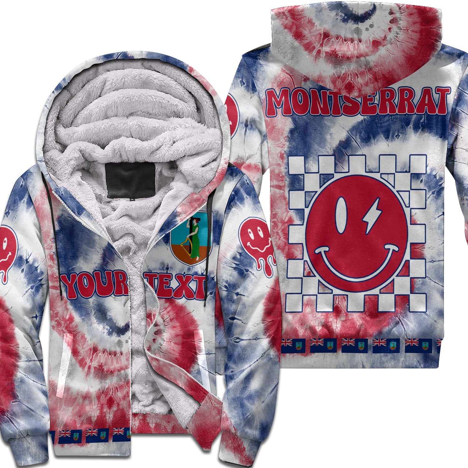 Montserrat Sherpa Hoodie Custom Tie Dye Style 1