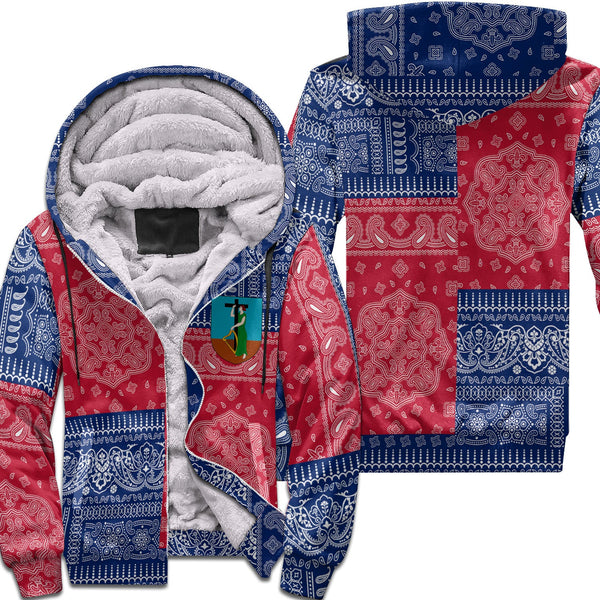 Montserrat Sherpa Hoodie Flag And Paisley Basic Style 1