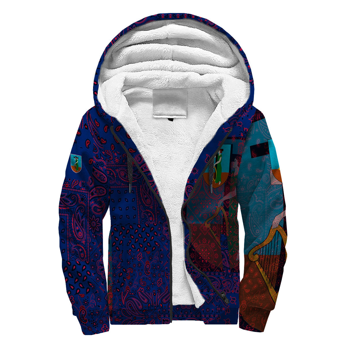 Montserrat Sherpa Hoodie Paisley Flag And Skull Style 3