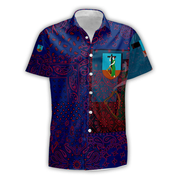 Montserrat Short Sleeve Shirt Paisley Flag And Skull Style 1