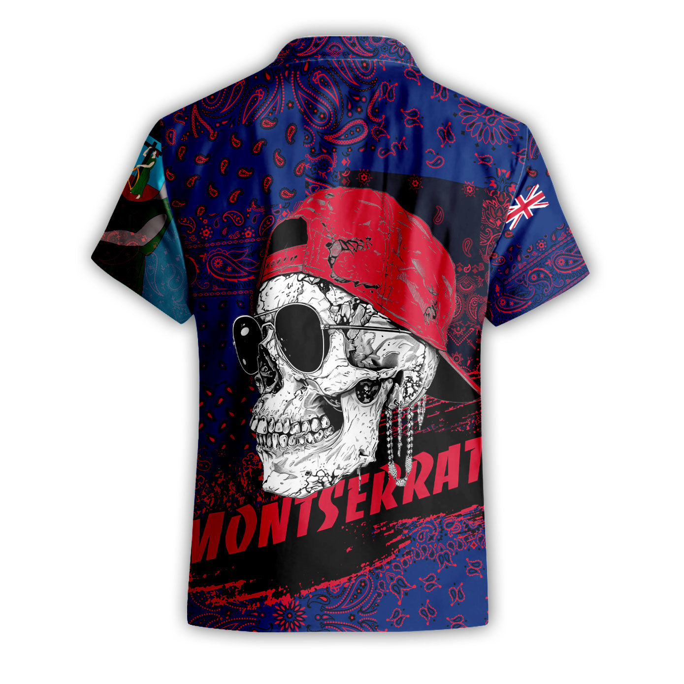 Montserrat Short Sleeve Shirt Paisley Flag And Skull Style 2