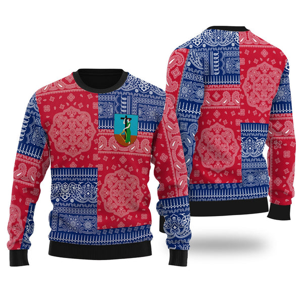 Montserrat Ugly Sweater Flag And Paisley Basic Style 1