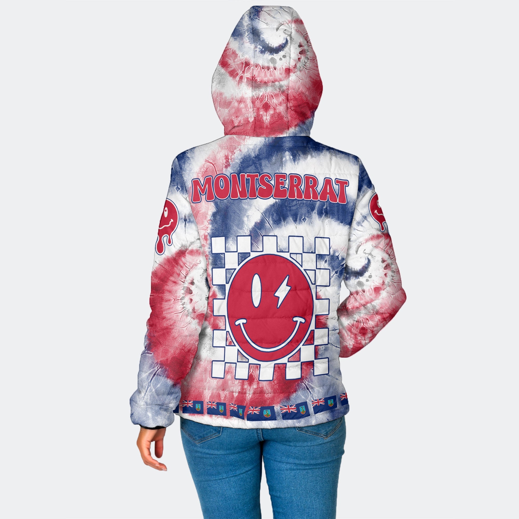 Montserrat Women Hooded Padded Jacket Custom Tie Dye Style 2