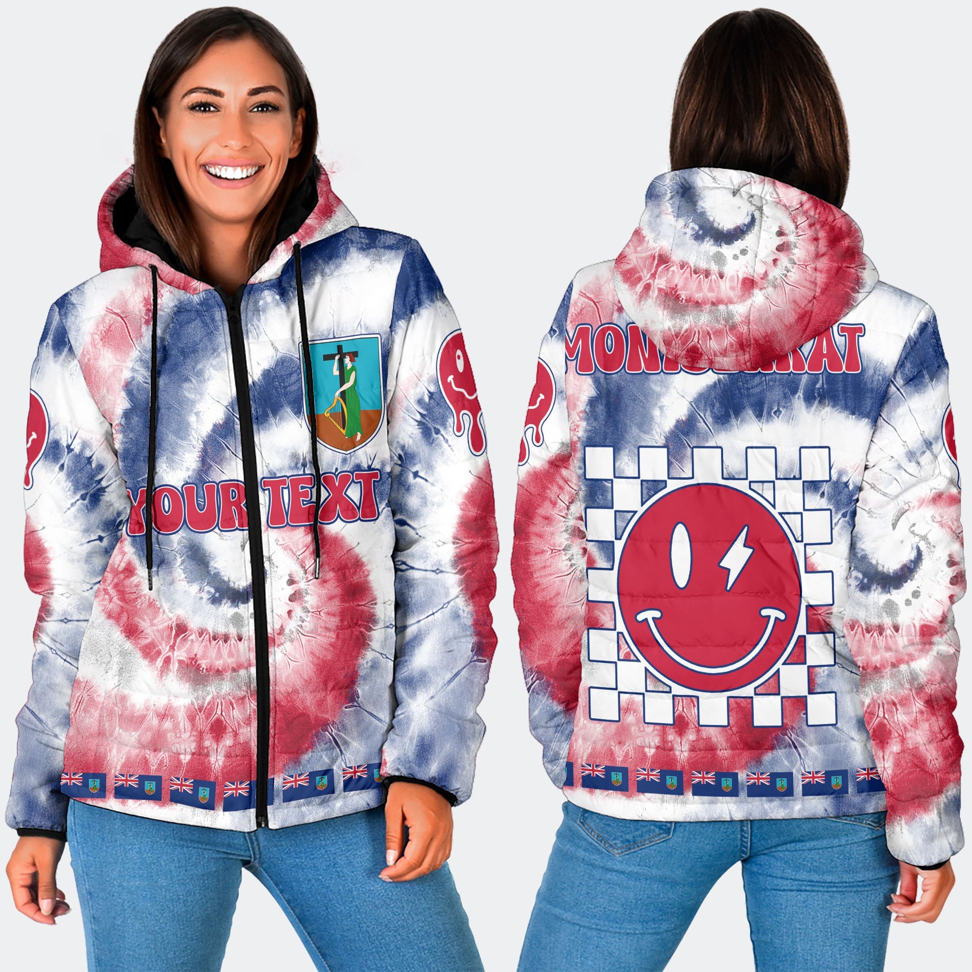 Montserrat Women Hooded Padded Jacket Custom Tie Dye Style 3