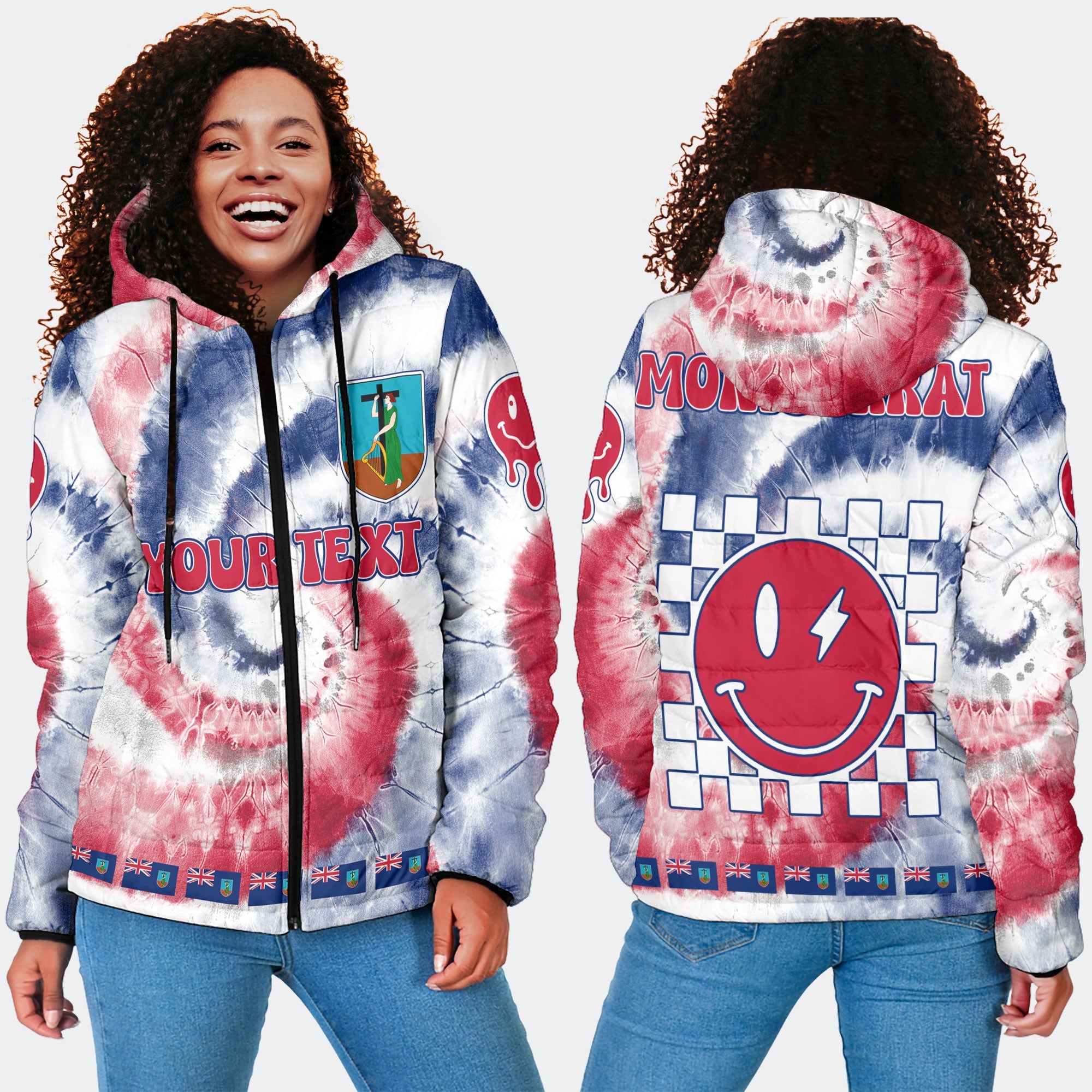 Montserrat Women Hooded Padded Jacket Custom Tie Dye Style 4