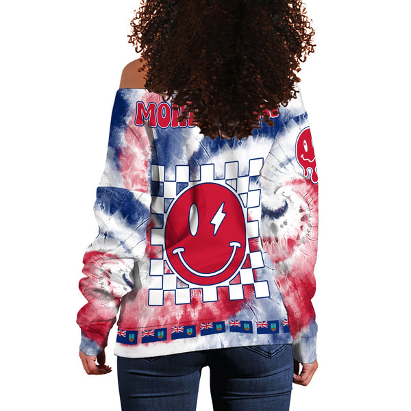 Montserrat Women Off Shoulder Sweatshirt Custom Tie Dye Style 1