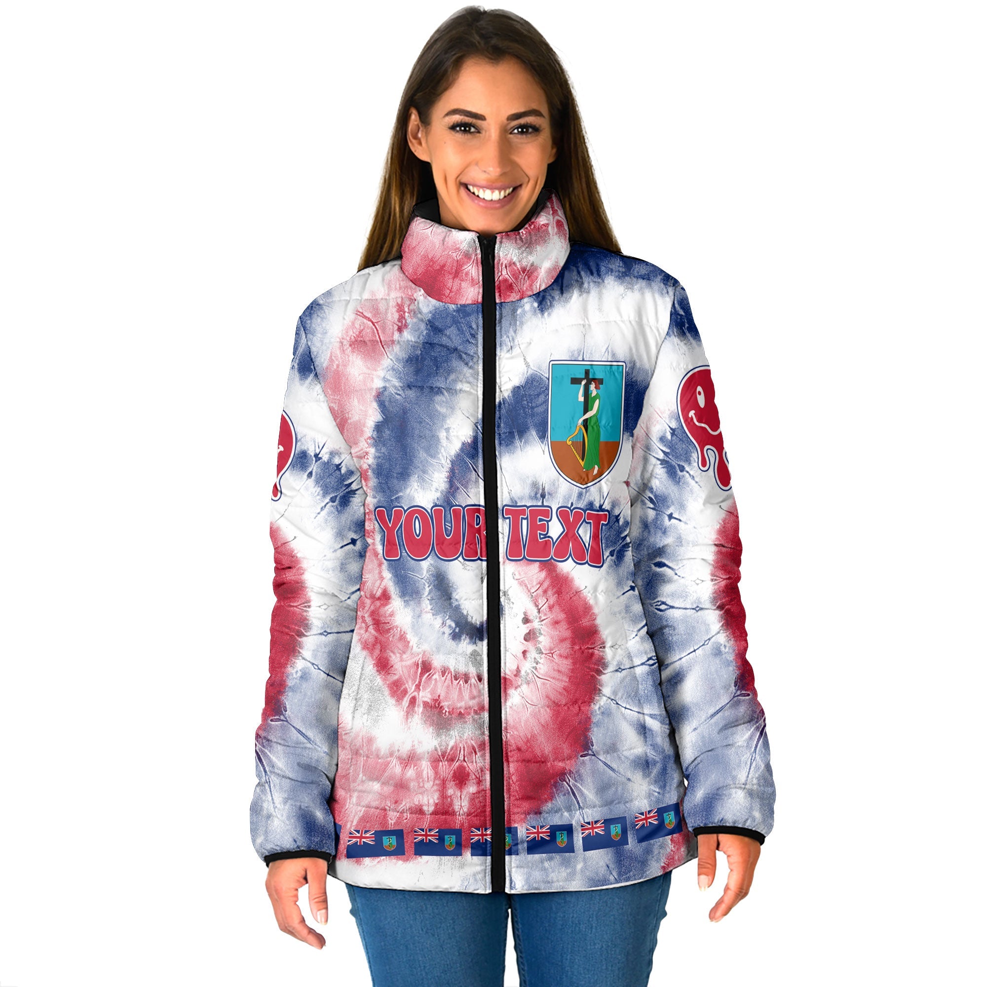 Montserrat Women Padded Jacket Custom Tie Dye Style 1