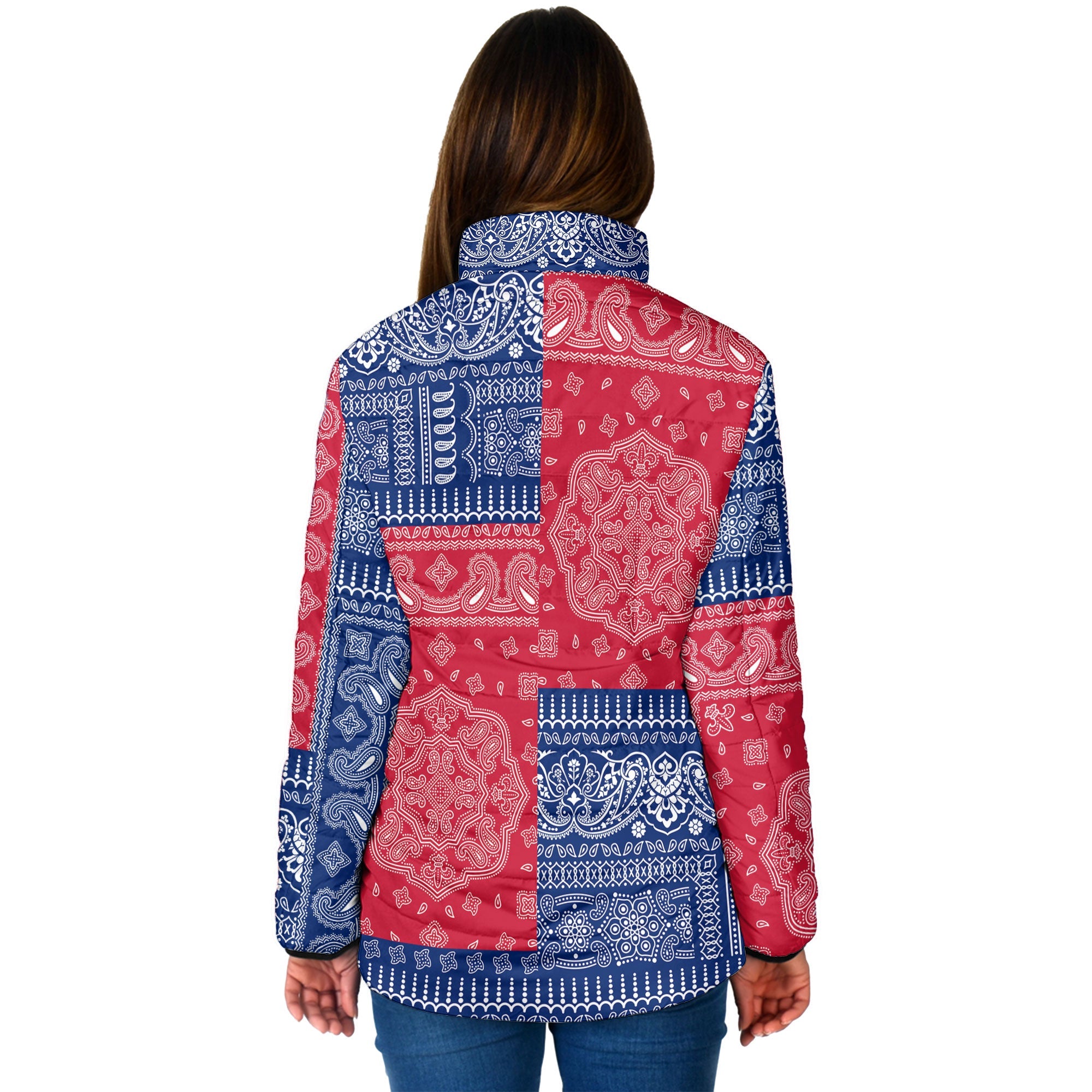 Montserrat Women Padded Jacket Flag And Paisley Basic Style 2