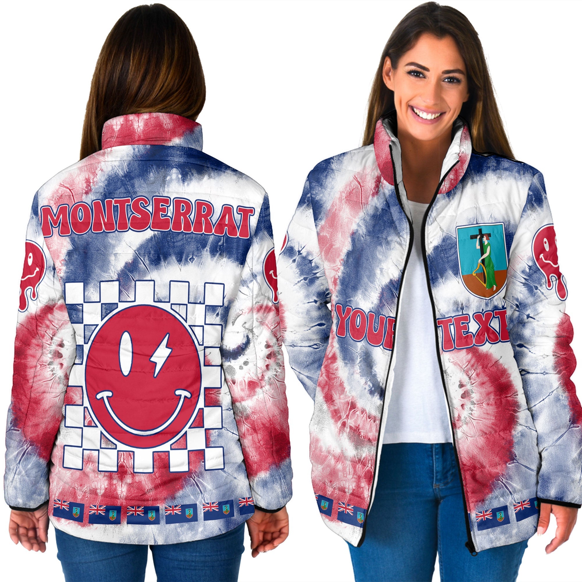 Montserrat Women Padded Jacket Custom Tie Dye Style 3