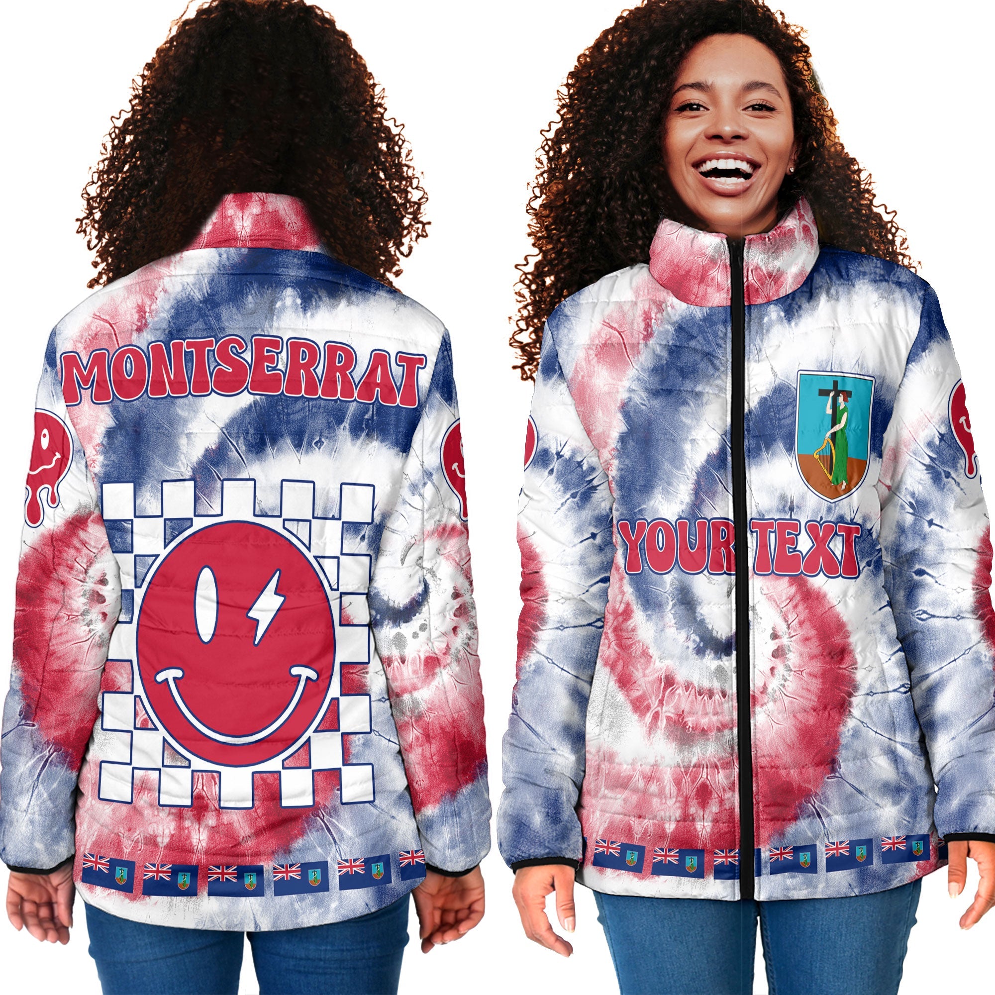 Montserrat Women Padded Jacket Custom Tie Dye Style 4