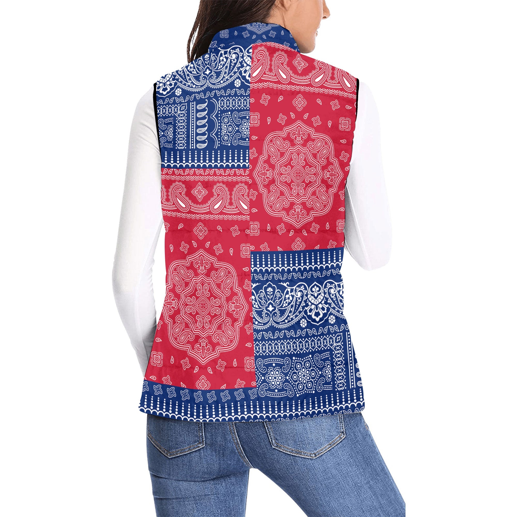 Montserrat Women Padded Jacket Vest Flag And Paisley Basic Style 2