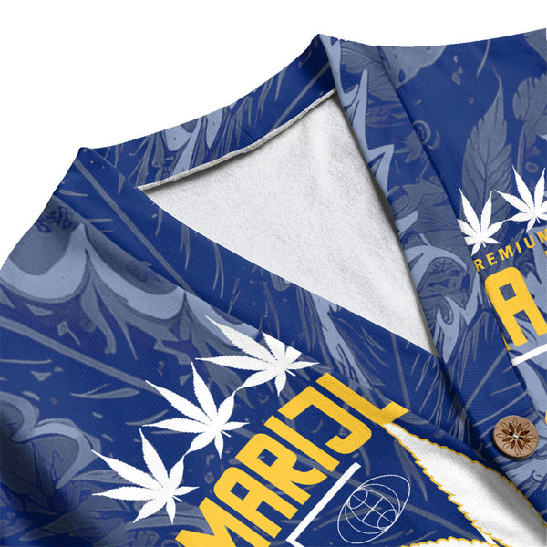 Nauru Fleece Cardigan Flag & Coat Of Arms Marijuanas Style