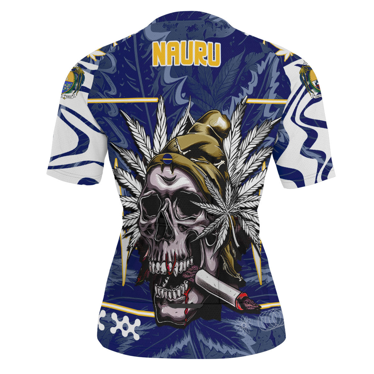 Nauru Men's Cycling Jersey Flag & Coat Of Arms Marijuanas Style