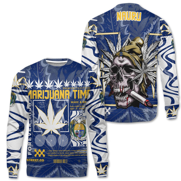 Nauru Sweatshirt Flag & Coat Of Arms Marijuanas Style