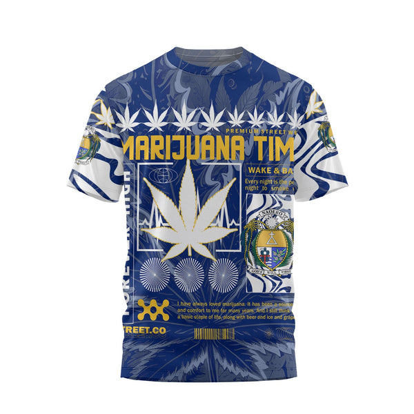 Nauru T Shirt Flag & Coat Of Arms Marijuanas Style