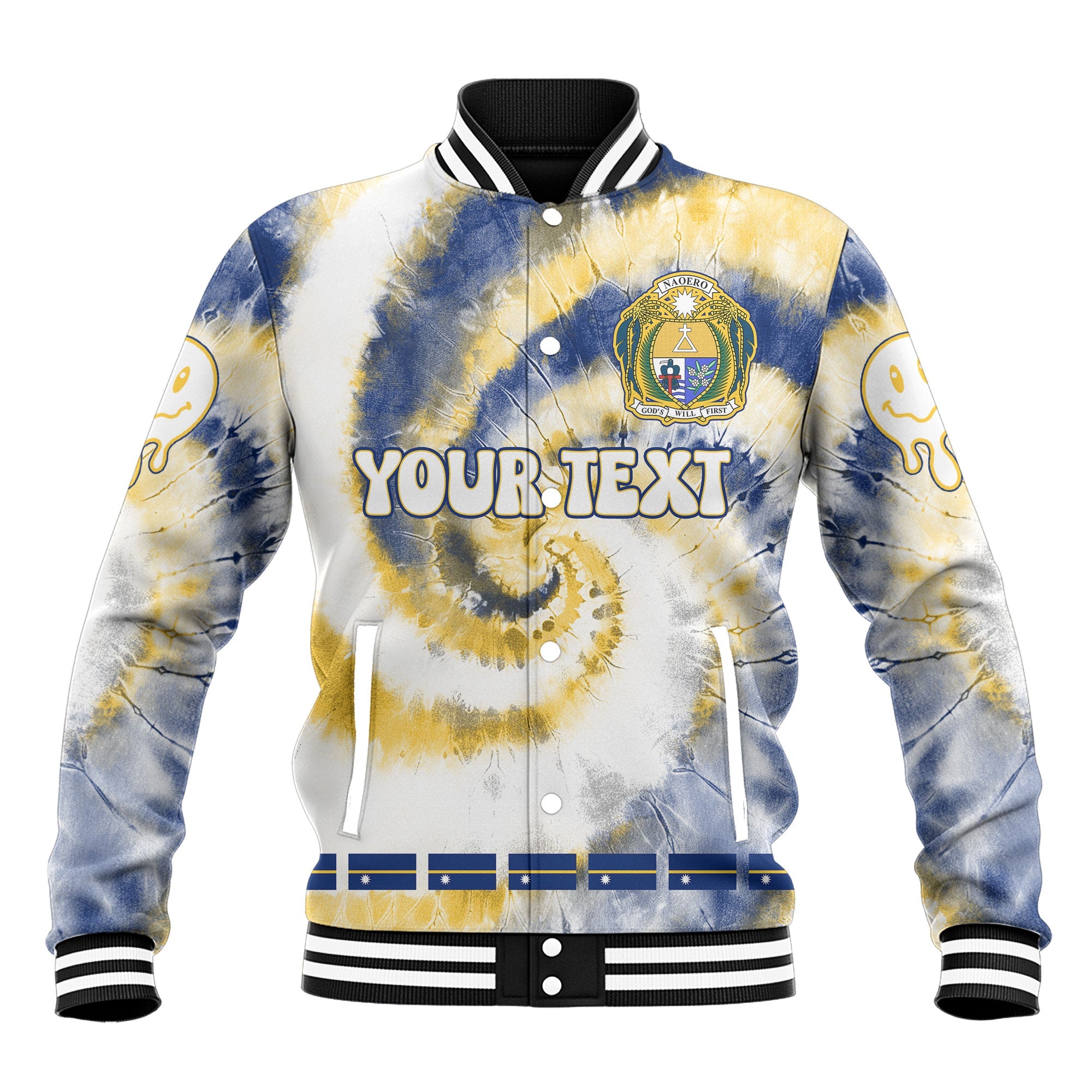 Nauru Baseball Jacket Custom Tie Dye Style 2