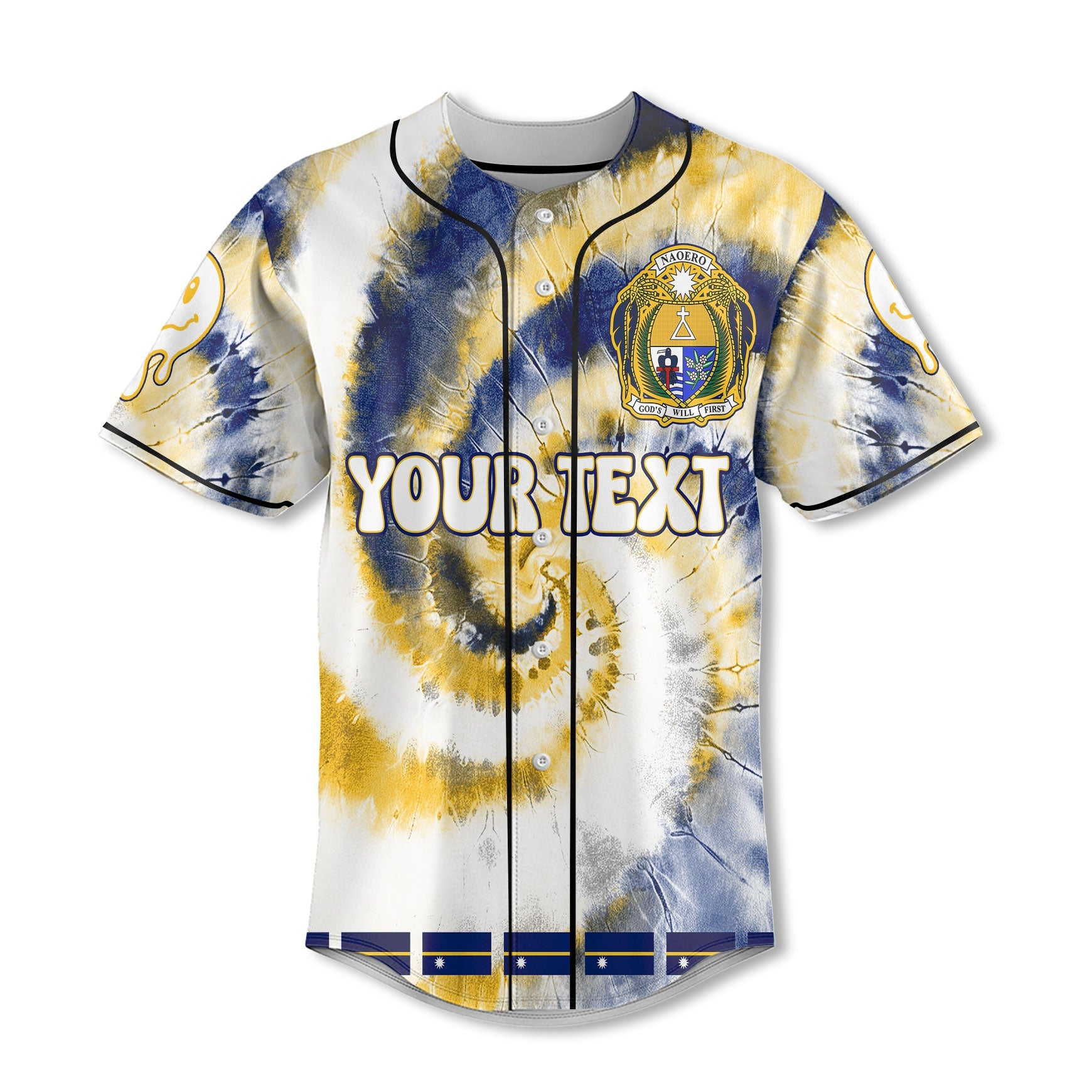 Nauru Baseball Jersey Custom Tie Dye Style 2