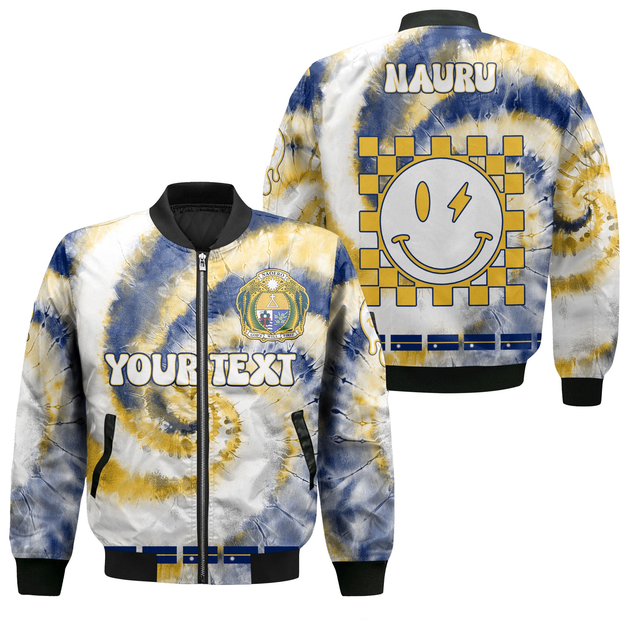 Nauru Bomber Jacket Custom Tie Dye Style 1