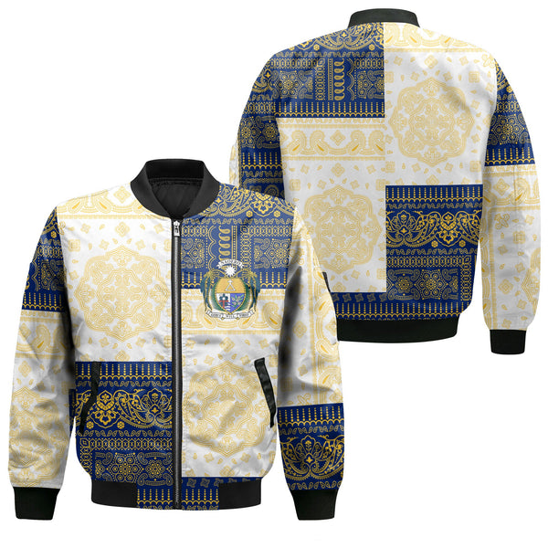 Nauru Bomber Jacket Flag And Paisley Basic Style 1