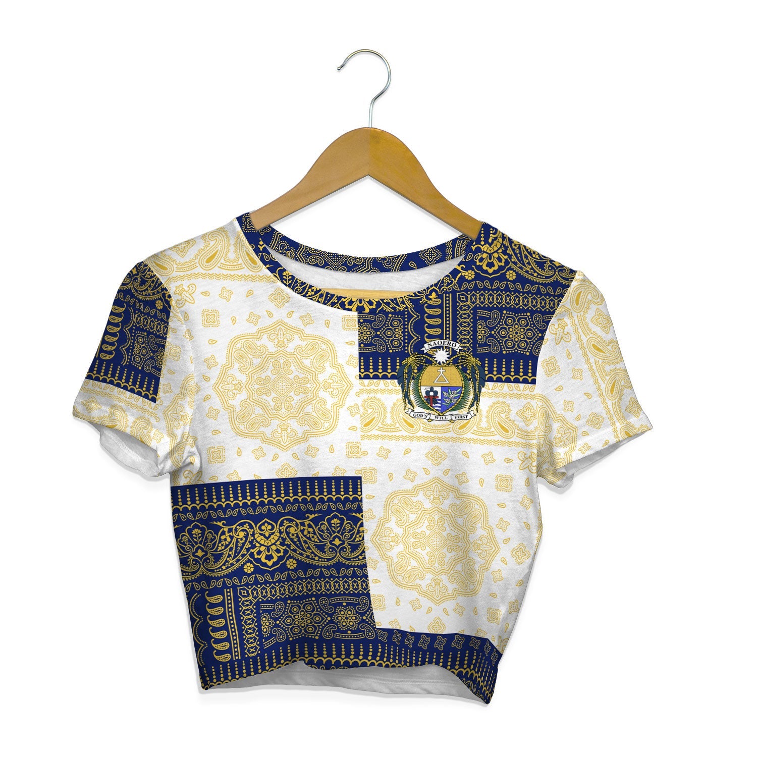 Nauru Croptop T Shirt Flag And Paisley Basic Style 1