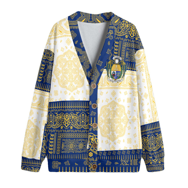 Nauru Fleece Cardigan Flag And Paisley Basic Style 1