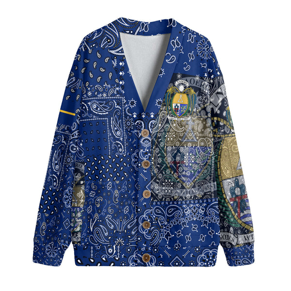 Nauru Fleece Cardigan Paisley Flag And Skull Style 1