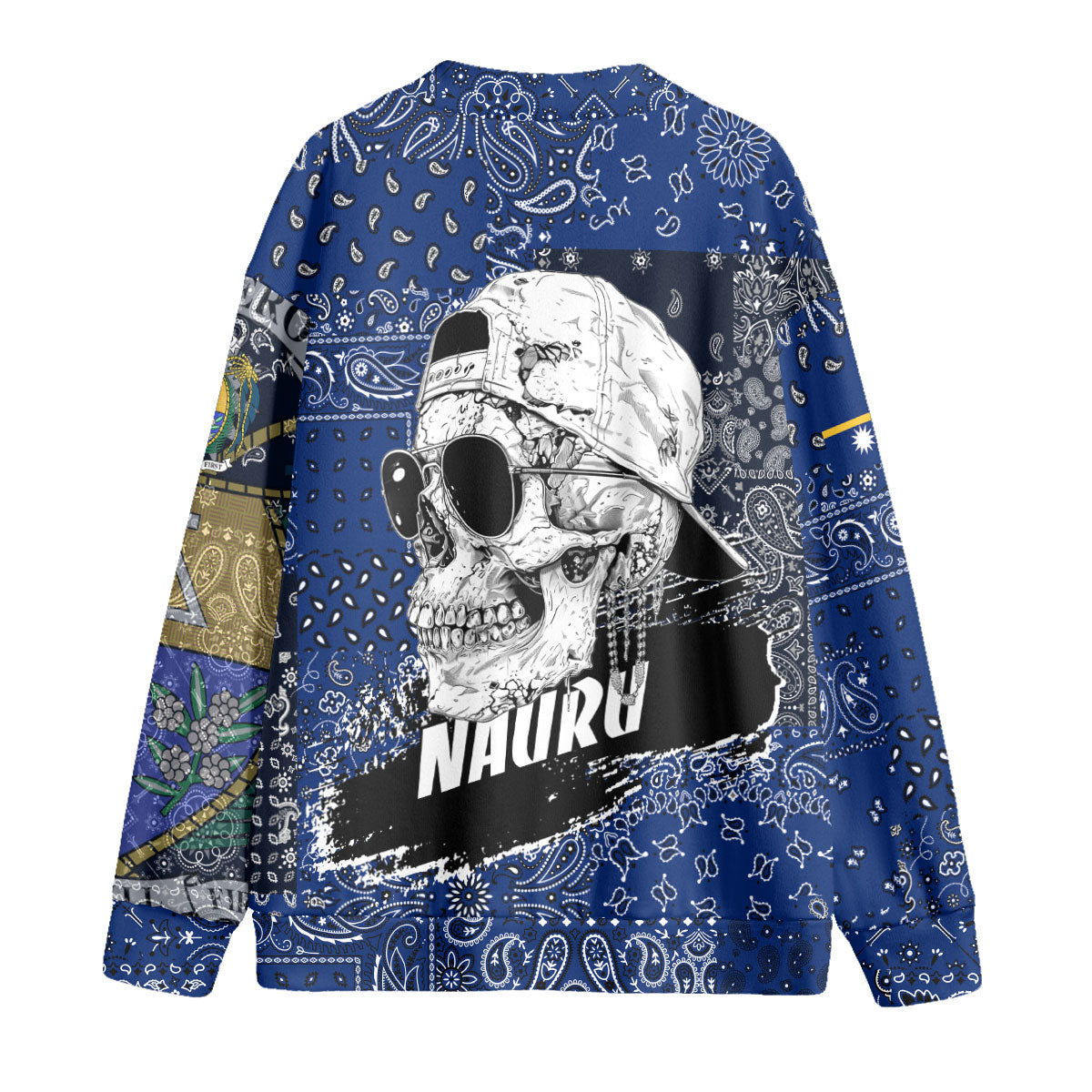 Nauru Fleece Cardigan Paisley Flag And Skull Style 2