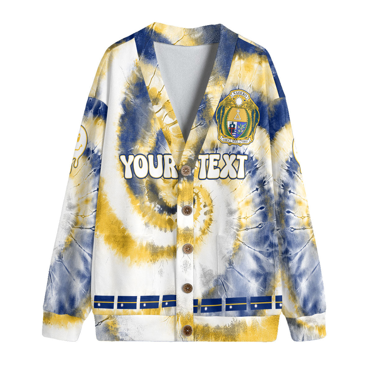 Nauru Fleece Cardigan Custom Tie Dye Style 4