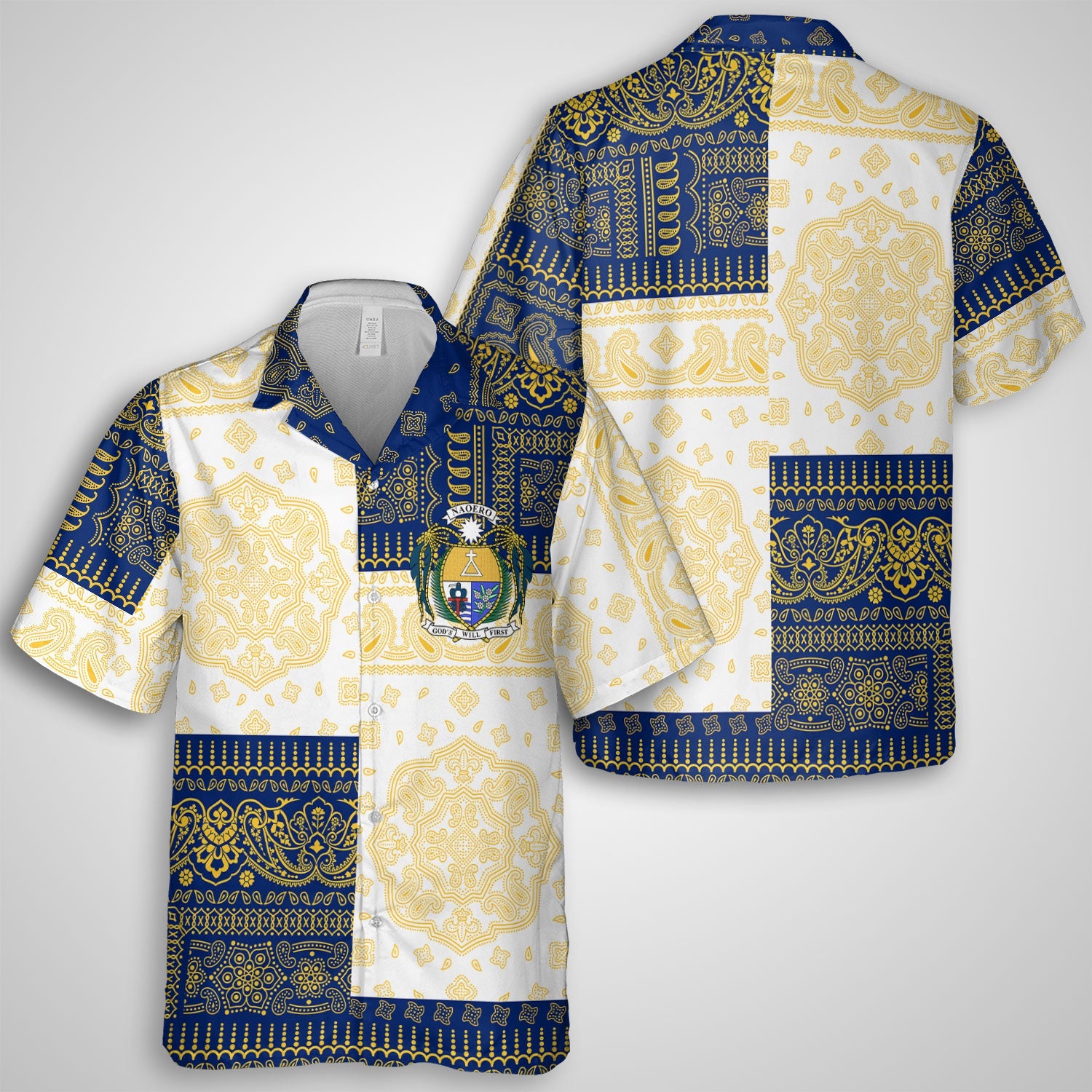 Nauru Hawaiian Shirt Flag And Paisley Basic Style 1