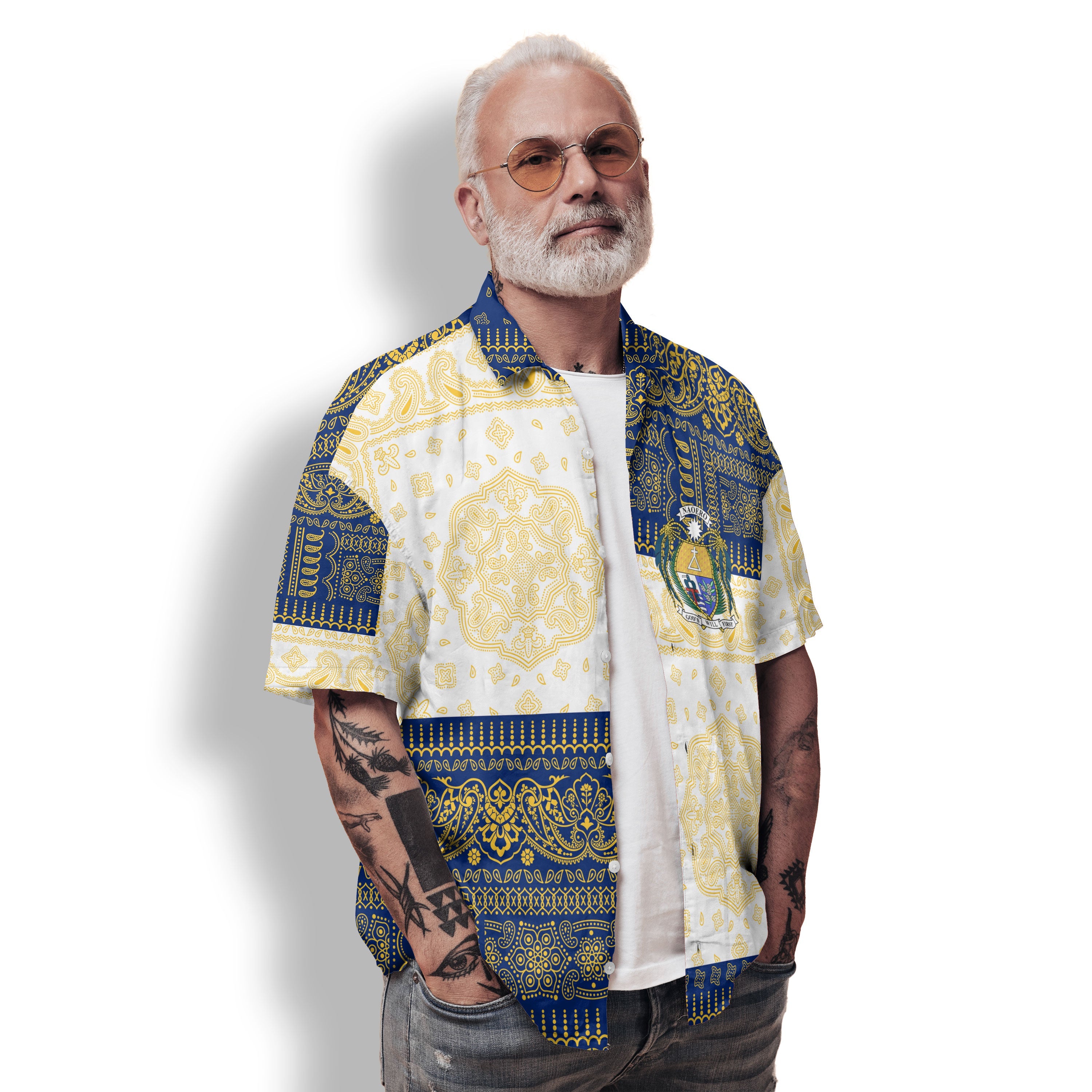 Nauru Hawaiian Shirt Flag And Paisley Basic Style 2